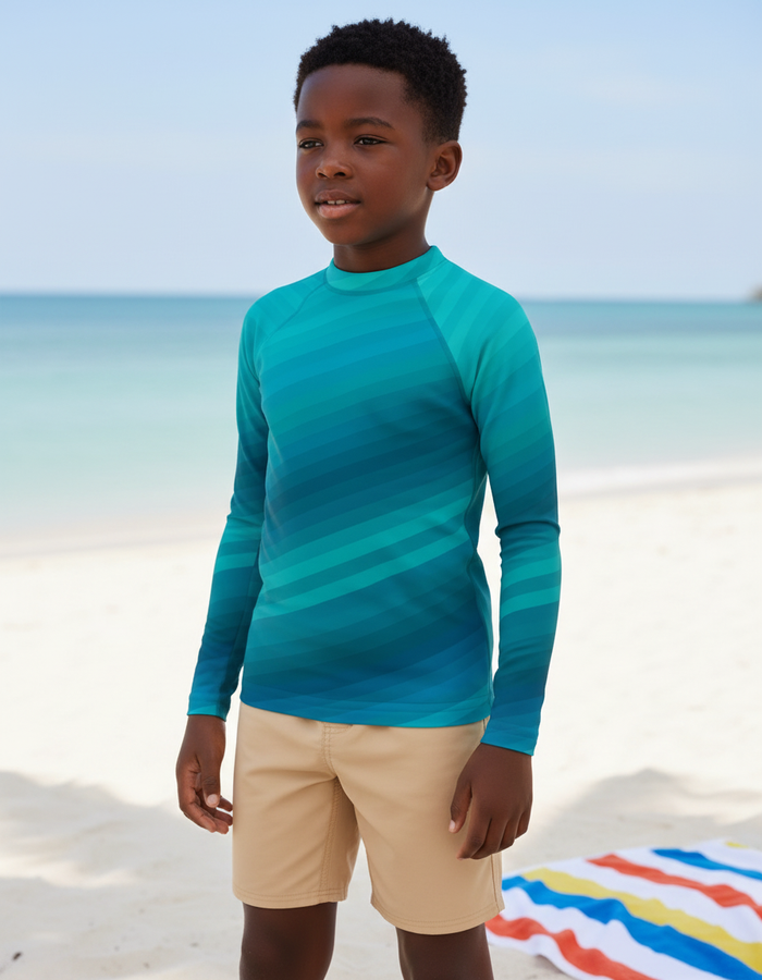 Rashguard — Kids Transformative Teal Ripple