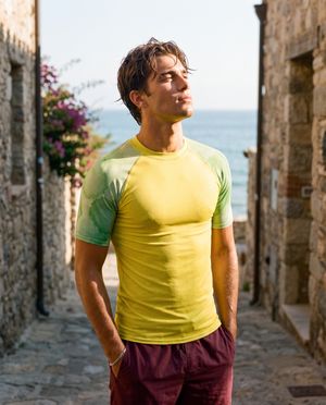 Men's Runway Chartreuse Mosaic men's rashguards