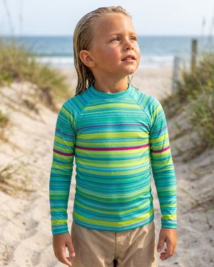 Girls Neon Aqua Eclipse Youth Rash Guard Youth Rash Guard — Lolekai