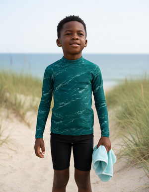 Turquoise Eclipse Rash Guard Kids Rash Guard — Dripper