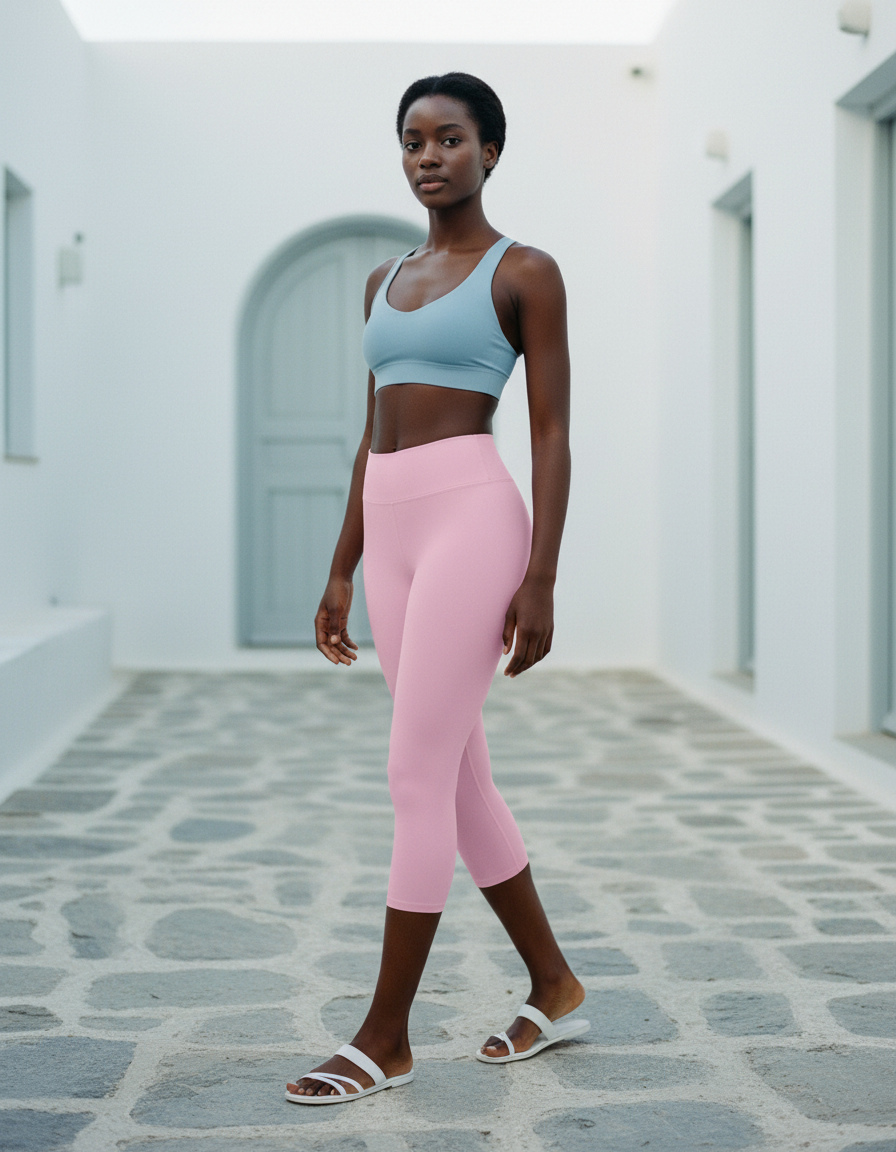 Capri-Yoga Leggings in Powder Pink