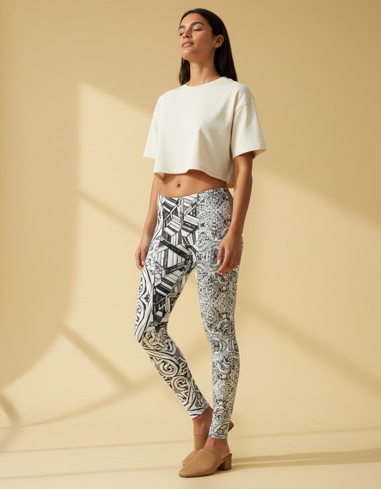 Women's Black and White Patterns Leggings