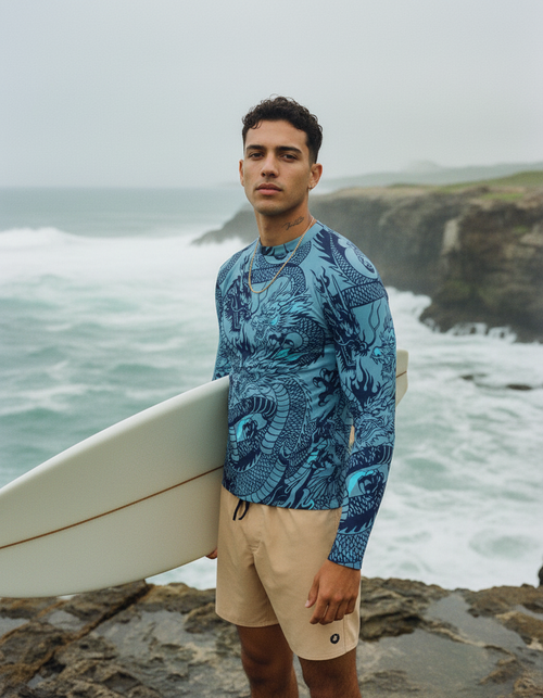 Blue Aura Ember Rash Guard Men's Rashguard — Dripper
