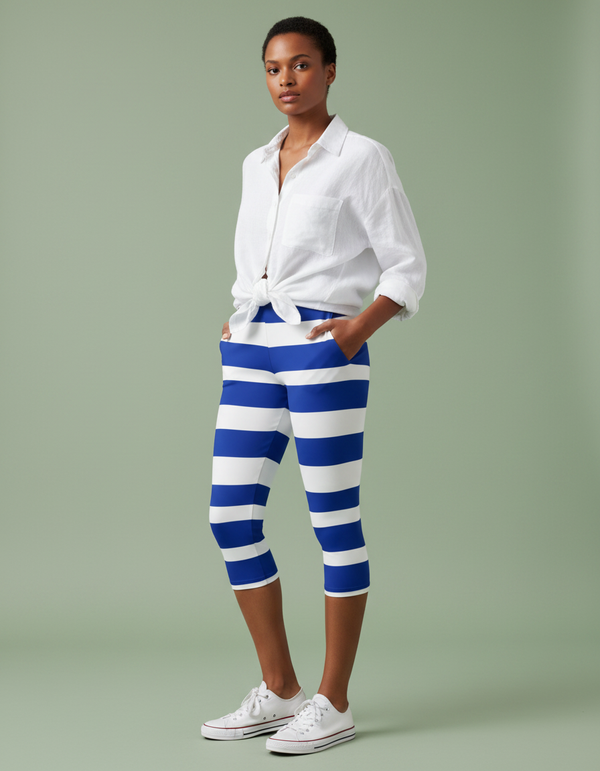 Nautical Stripe capri leggings
