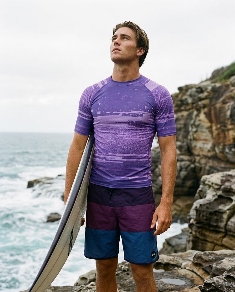 Men's Purple Mosaic men's short-sleeve rashguards
