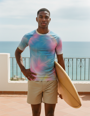 Neon Aqua Frost Rash Guard Men's Rashguard — Lolekai