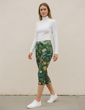 Turquoise Canopy Capri Leggings Capri Leggings — Dripper