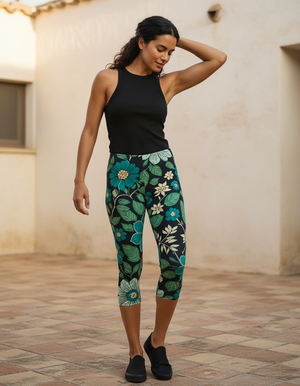 Turquoise Sedi Capri Leggings Capri Leggings — Dripper