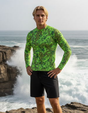 Neon Green Triton Rash Guard Men's Rashguard — Lolekai