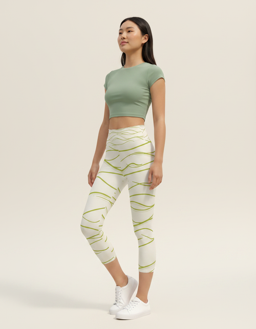 Lime Aqua Leggings Capri Yoga Leggings — Dripper