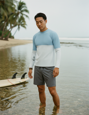 Men's Blue Aura Bhinneka men's short-sleeve rashguards