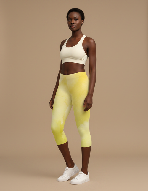 Yellow Mosaic Capri Leggings Capri Leggings — Dripper