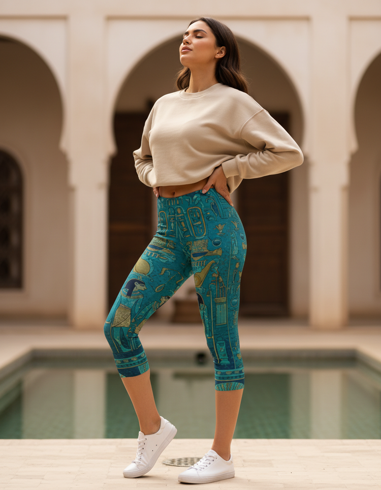 Women's Egyptian Faience Capri Leggings