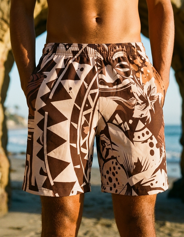 Men's Swim Trunks in Tea Rose Koa Lehua