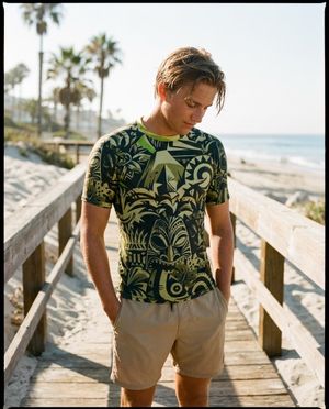 Men's Runway Chartreuse Nalu Uli men's rashguards