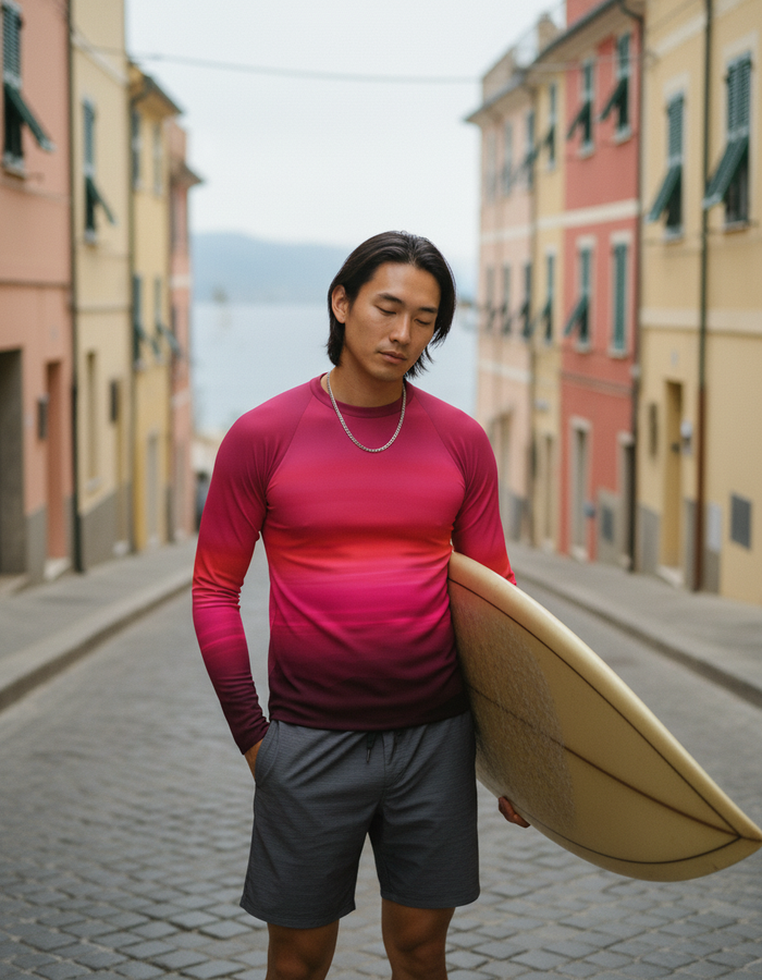 Rashguard — Men's Oxblood / Hot Magenta Solstice