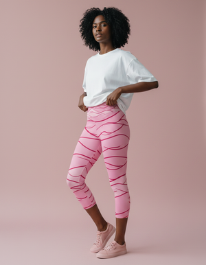 Hot Pink Aqua capri yoga leggings