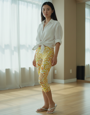 Lemon Yellow Rimpa leggings
