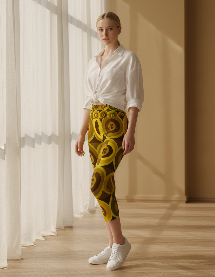 Women's Mid-Century Modern Yoga Capri Leggings