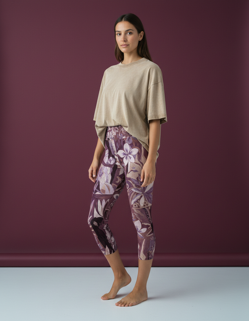 Burnished Lilac Tiare Capri Yoga Leggings Capri Yoga Leggings — Dripper