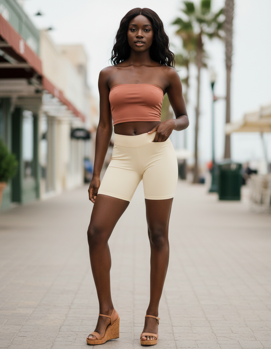 Short Shorts in Papaya Whip