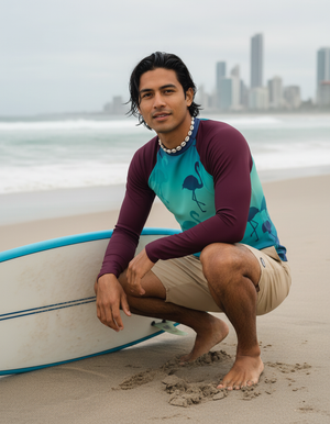 Men's Transformative Teal Coral men's short-sleeve rashguards