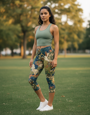 Yellow Ehon Capri Leggings Capri Leggings — Dripper