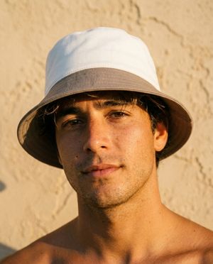 White Onyx Navy & Powder bucket hats