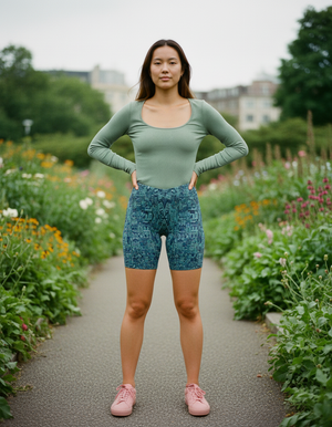 Transformative Teal Solstice women's short shorts