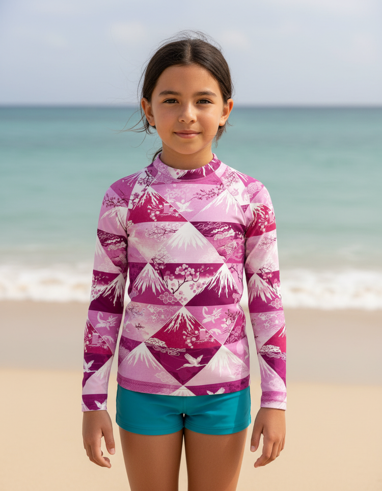 Girls Electric Fuchsia Zenith girls rashguards