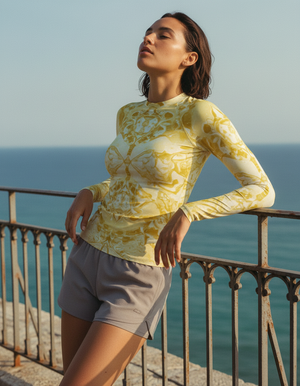 Women's Yellow Burst women's rashguards