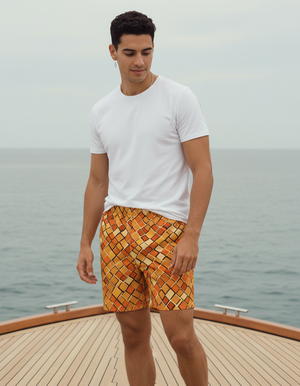 Citrus Orange Vortex Men's Swim Trunks bikini — Dripper