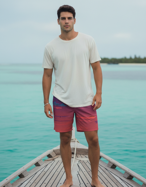 Burnt Sienna Mosaic Men's Swim Trunks Men's Swim Trunks — Dripper