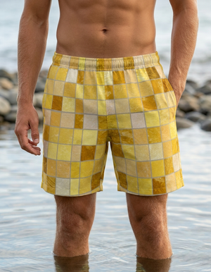 Lemon Yellow Kaleido Men's Swim Trunks bikini — Lolekai