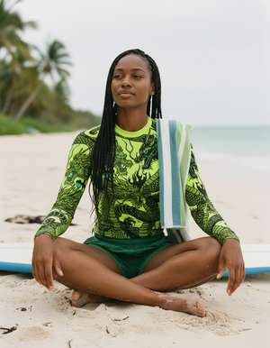 Women's Neon Green Ember women's short-sleeve rashguards