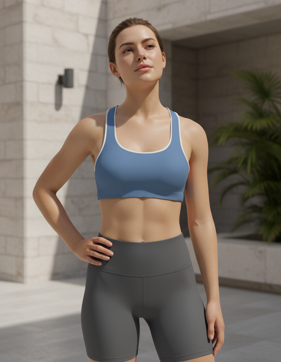 Classic Sports Bra in Mid Denim