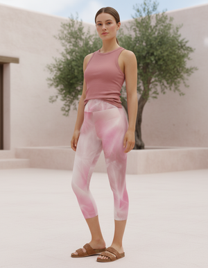 Tea Rose Frost capri yoga leggings