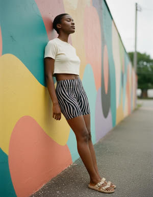 Rhodonite Stripes Short Shorts bikini — Dripper