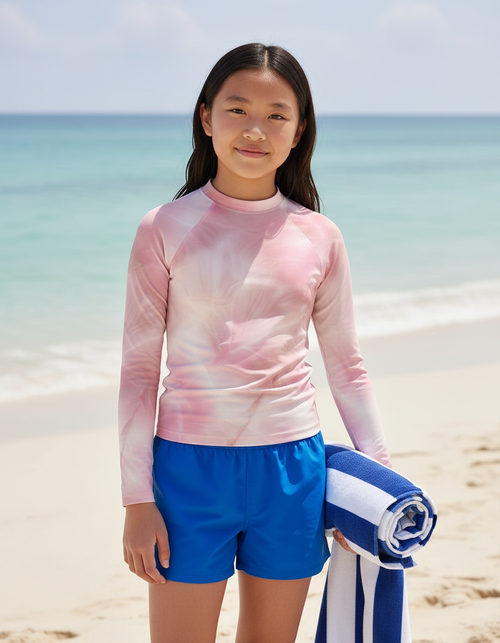 Tea Rose Frost Youth Rash Guard Youth Rash Guard — Dripper