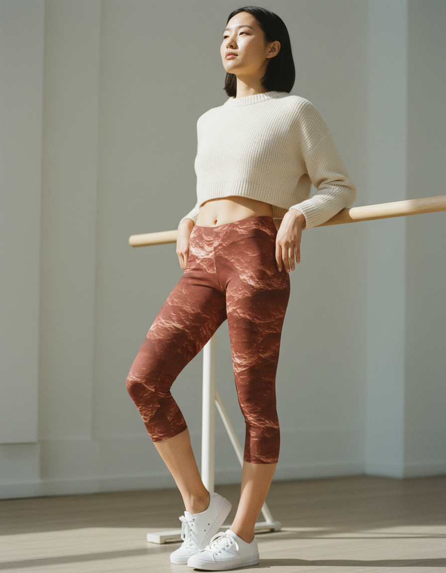 Coral Eclipse swim & gym capri leggings