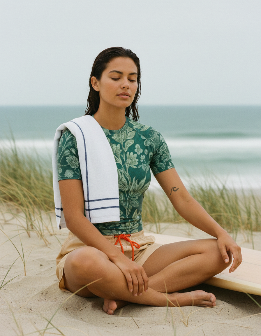 Turquoise Verdure Rash Guard Men's Rashguard — Lolekai