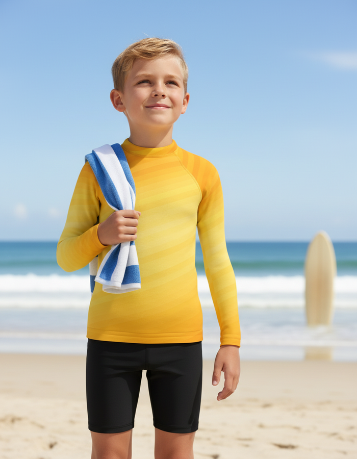 Rashguard — Kids Yellow Ripple