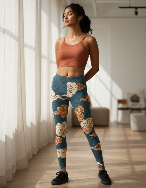 Tea Rose Cumulus Leggings Women's Leggings — Dripper