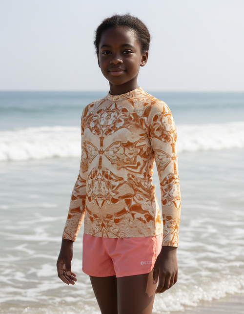 Youth Burnt Sienna Burst youth rashguards