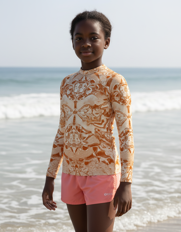 Youth Pink Graphic Patterns Rash Guard