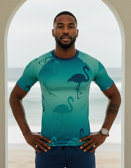 Transformative Teal Coral Rash Guard