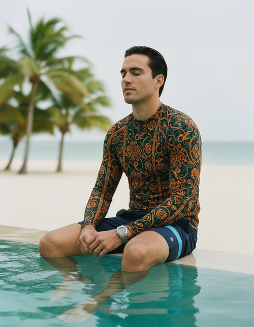 Men's Citrus Orange Tana men's rashguards