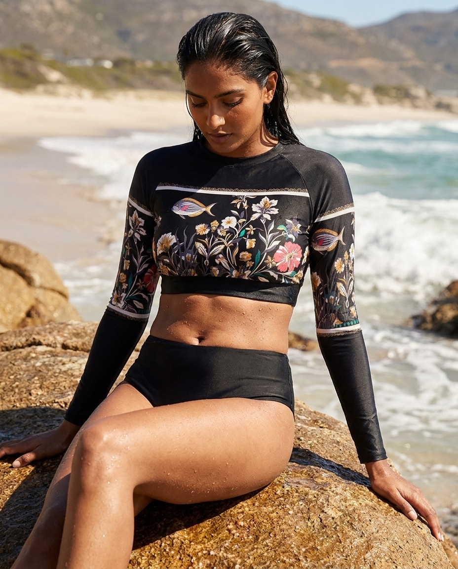 Crop Top in Reef Carnival Black Chorus