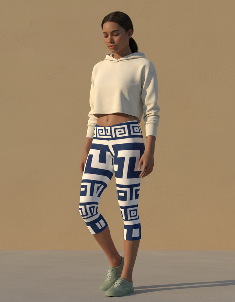 Women's Greek Key Capri Leggings