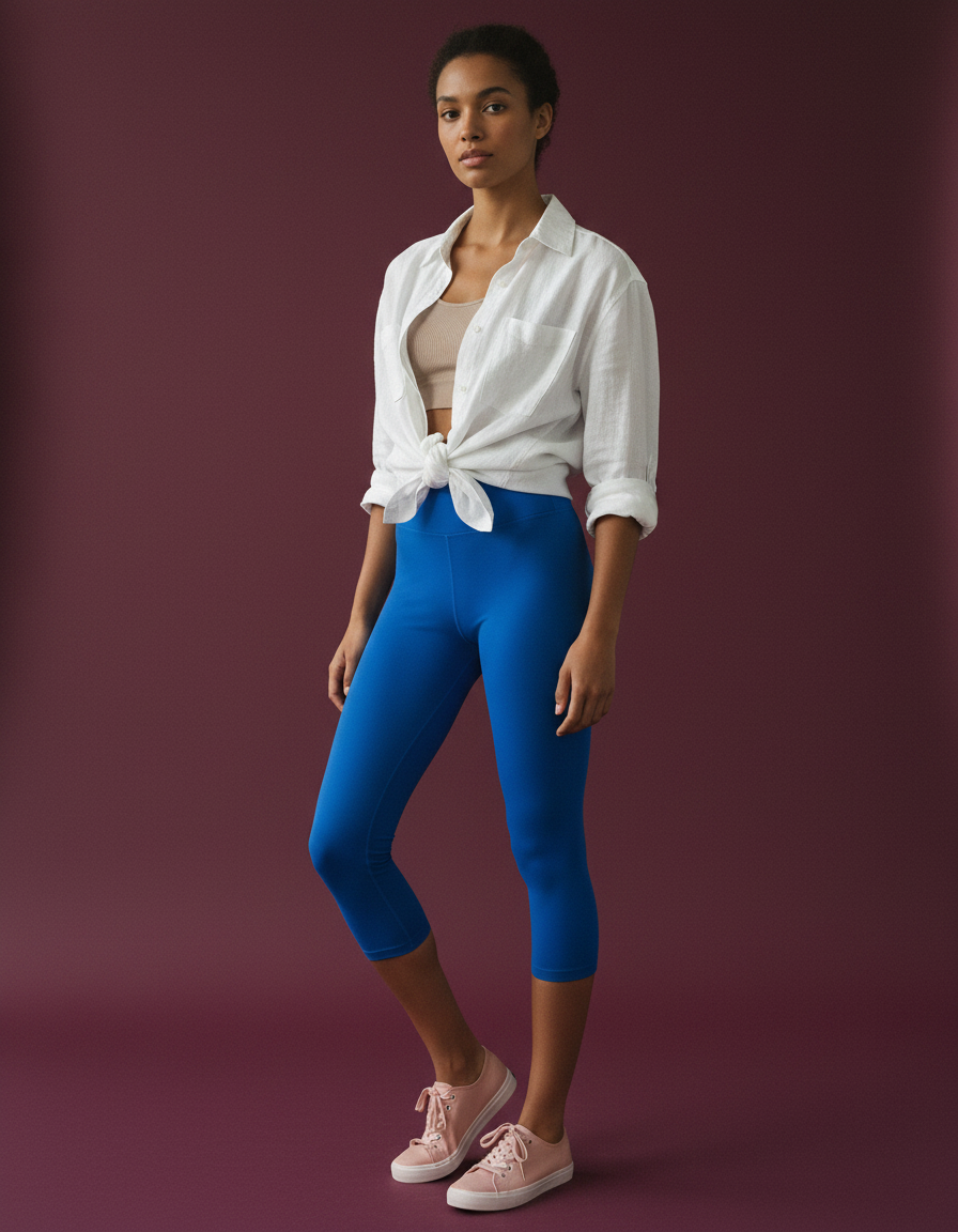 Capri-Yoga Leggings in Cobalt